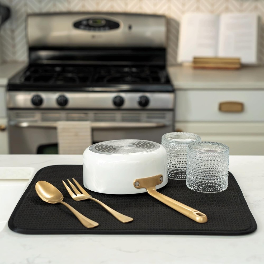 Multi-Purpose Microfiber Dish Drying Mat 16” x 18”: Elegant Kitchen Essential