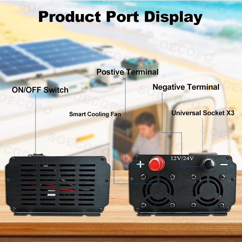 Pure Sine Wave Solar Converter 15000W Car Power Inverter DC 12-72V To AC 110VfC