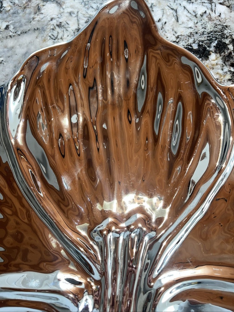 Silver Orchid Plate Large Beautiful
