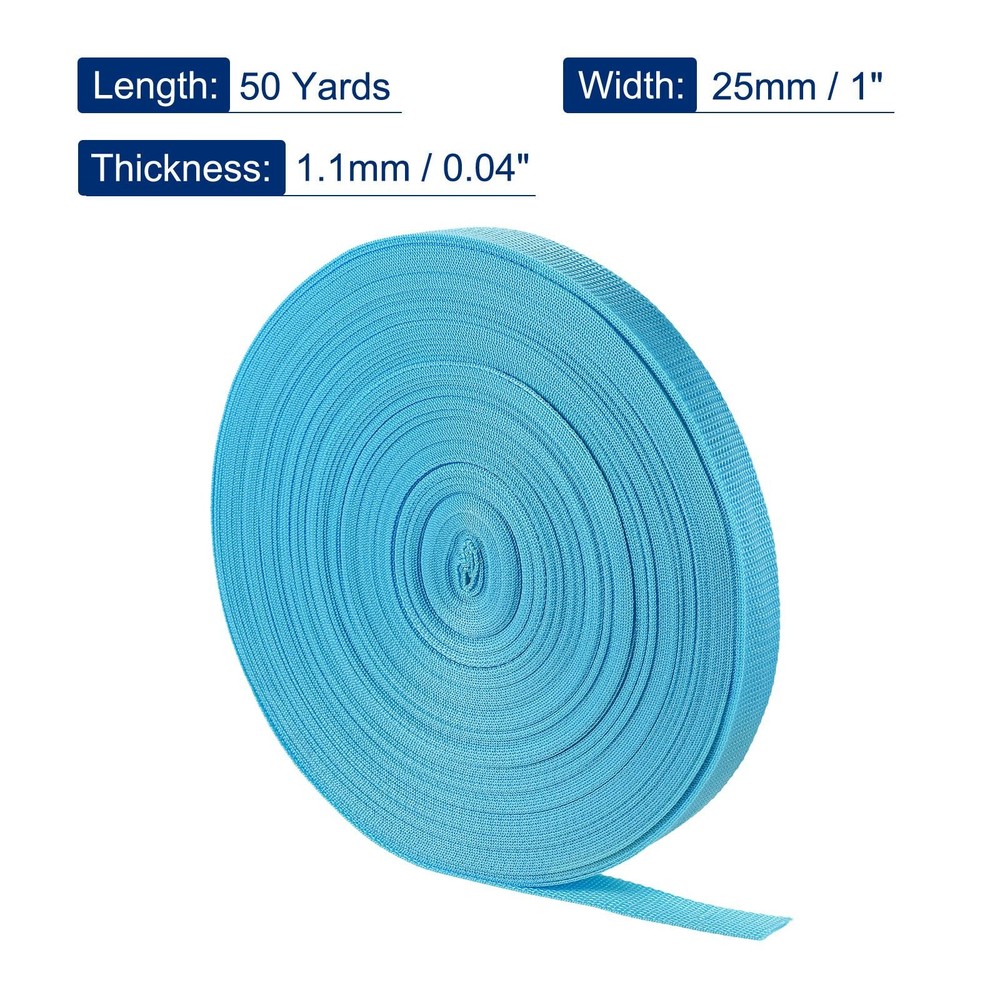 Lightweight Polypropylene Webbing Strap 1" 50 Yards Light Lake Blue Strapping