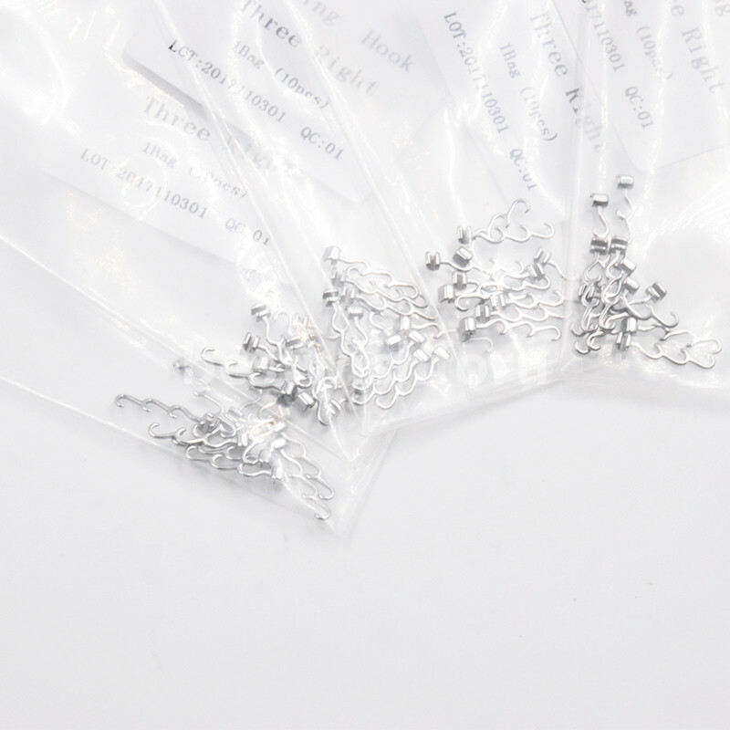 1 Bag Dental Orthodontic Crimpable Hook Multi-function Spiral Long Curved Right