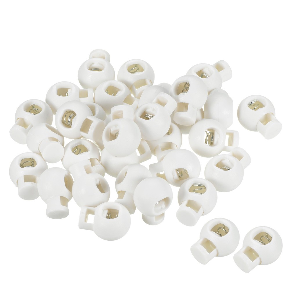 Cord Locks, 30 Pack Ball Spring Toggle Stopper, White