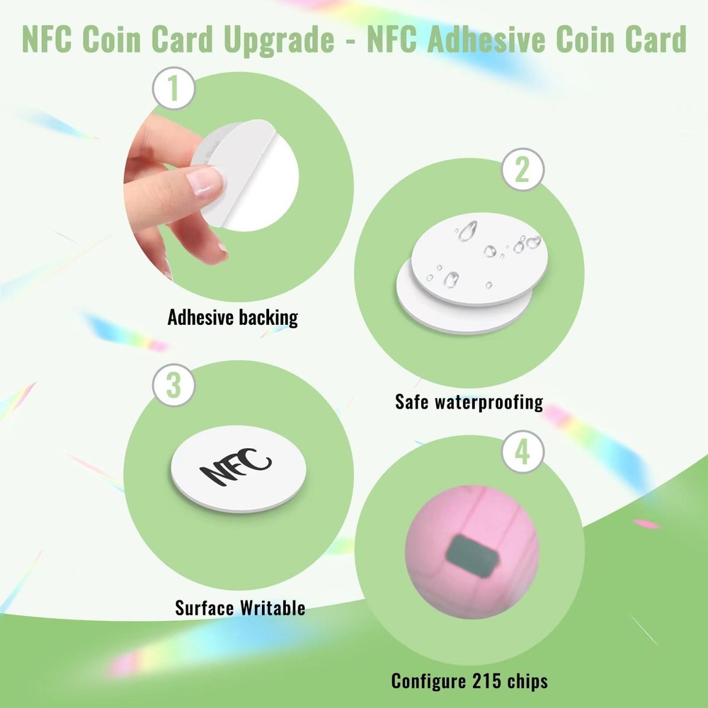 50 Pieces NFC Tags NTAG215 NFC Stickers Programmable NFC Tags Sticker Waterproof