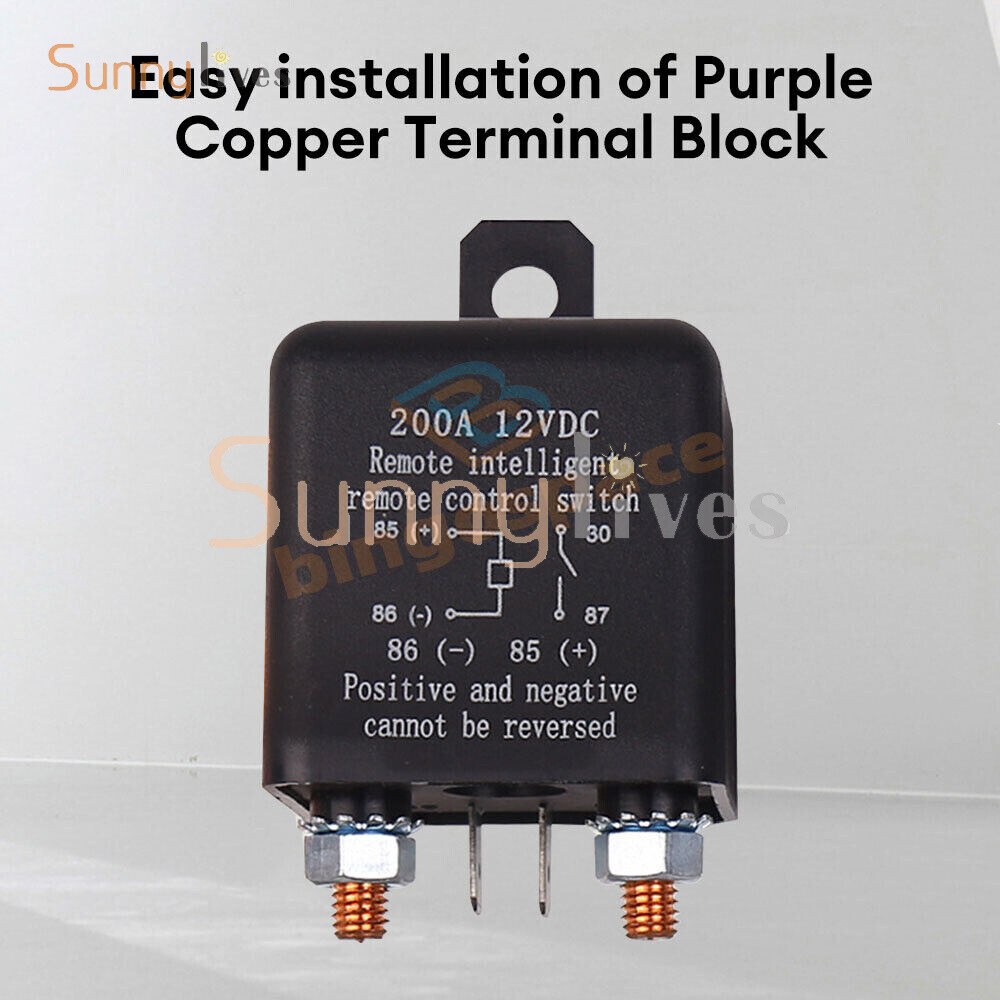 DC12V 200A Universal Car Relay Wireless Remote Control Switch Built-in Battery