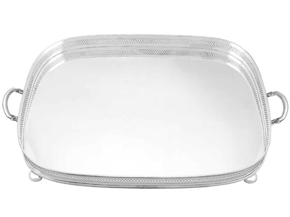 Antique Sterling Silver Gallery Tea Tray