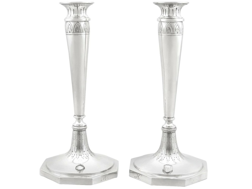 Antique Continental Silver Candlesticks 1880