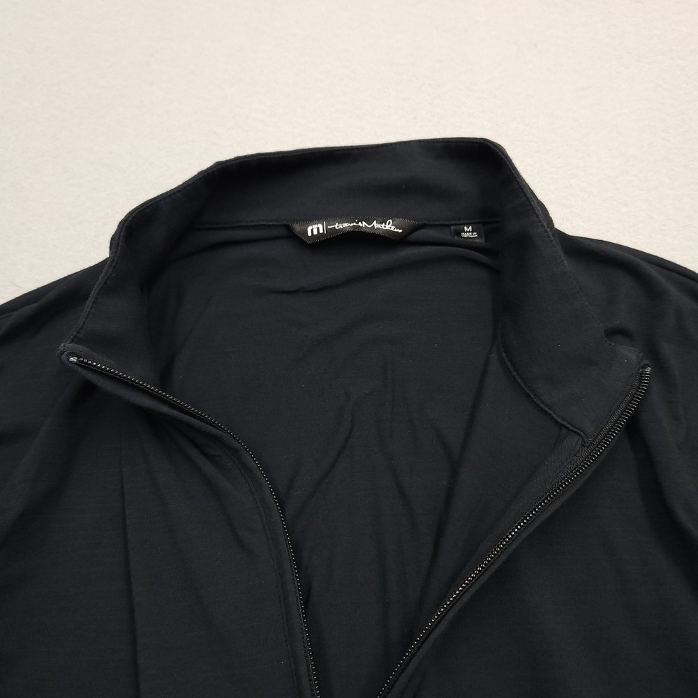 Travis Mathew Sweater Mens Medium Black 1/4 Quarter Zip Golf Pullover Sweatshirt