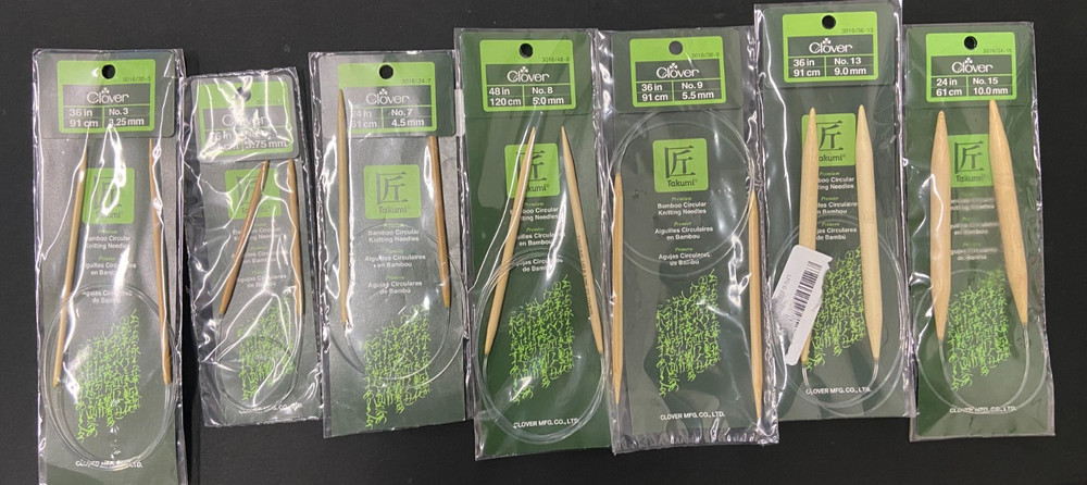 CLOVER TAKUMI BAMBOO CIRCULAR NEEDLE - 7 PIECE BUNDLE