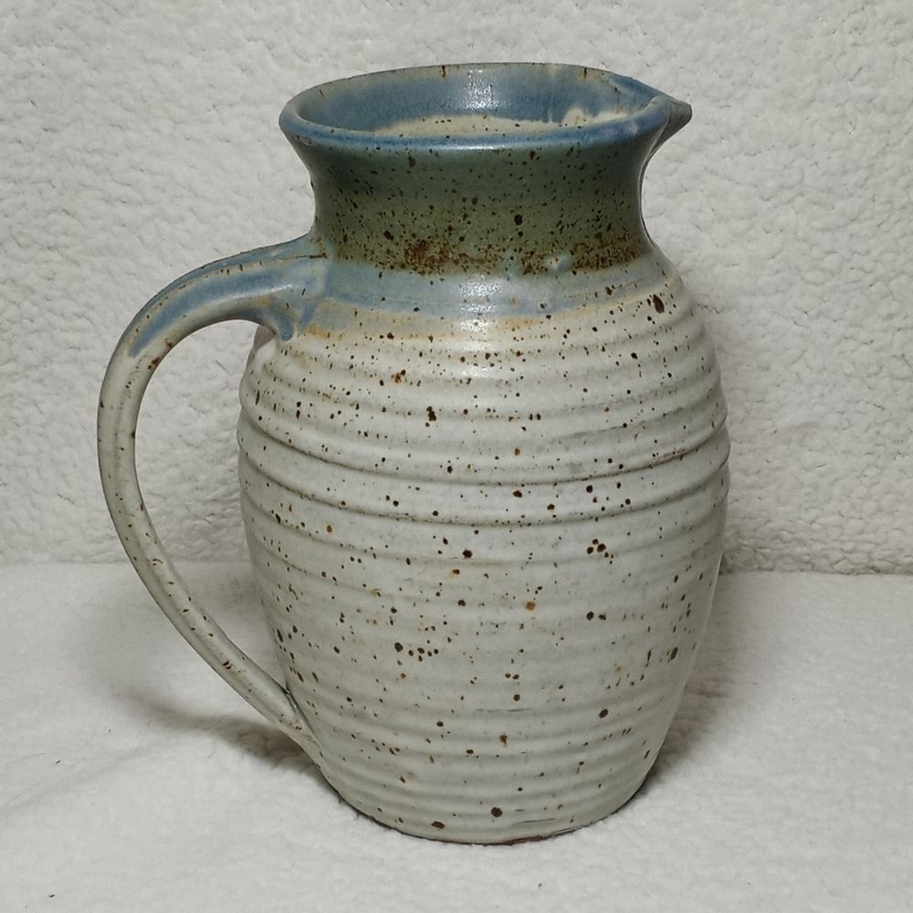 Artist Signed Studio Stoneware Mid Century Pitcher Jug
