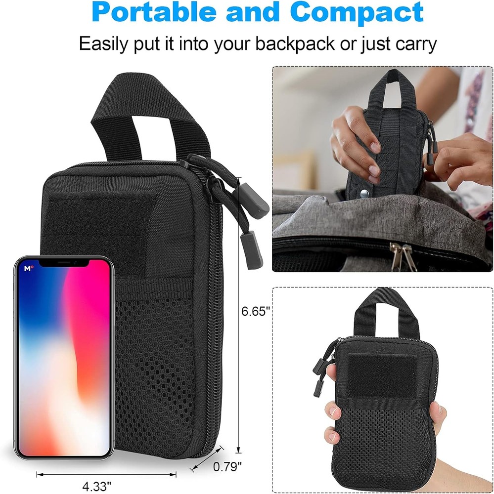 Tactical EDC Pocket Organizer Pouch, Mini Small Tool Storage Small, Black