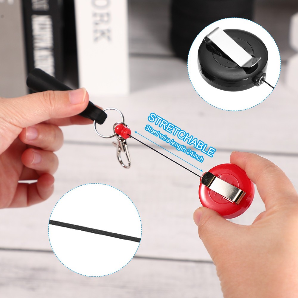 Retractable Pen Holder, 4pcs Pull Pen Pencil Holder Elastic Silicone, Black