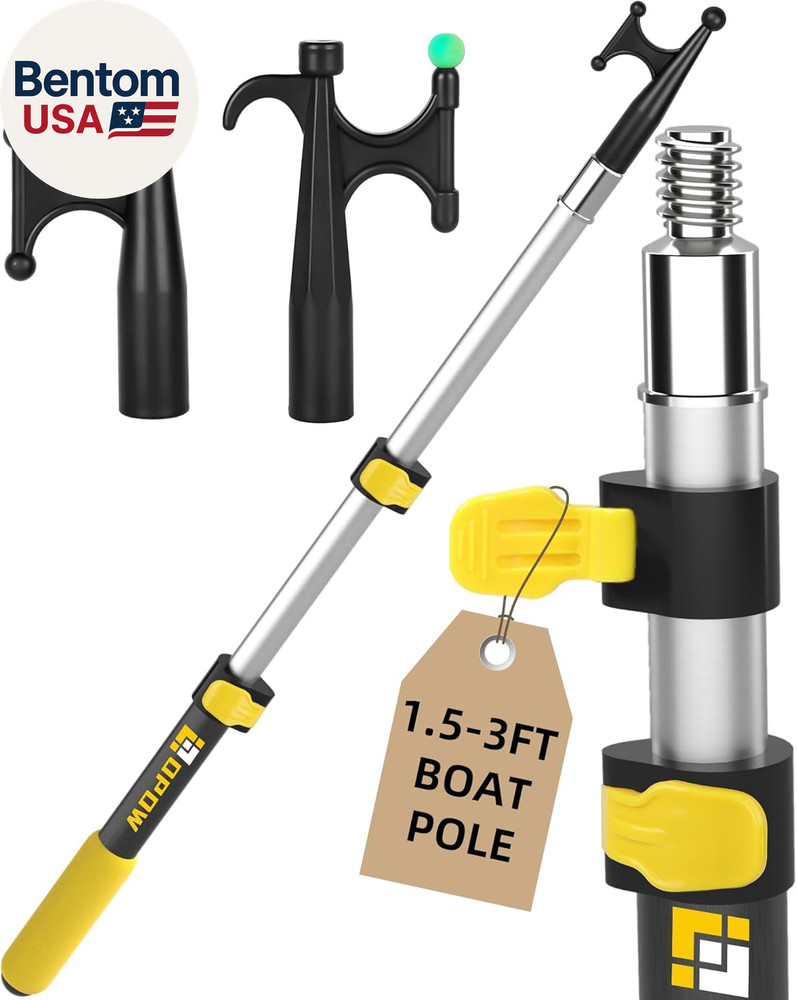 Telescoping Boat Pole with 2 Pcs Replaceable Hooks, Telescopic Pole Rust-Resista