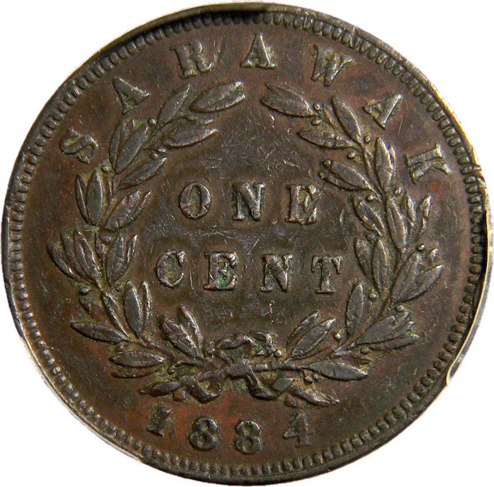 Sarawak British Protectorate Cent 1884 PCGS XF 45 (7-6)