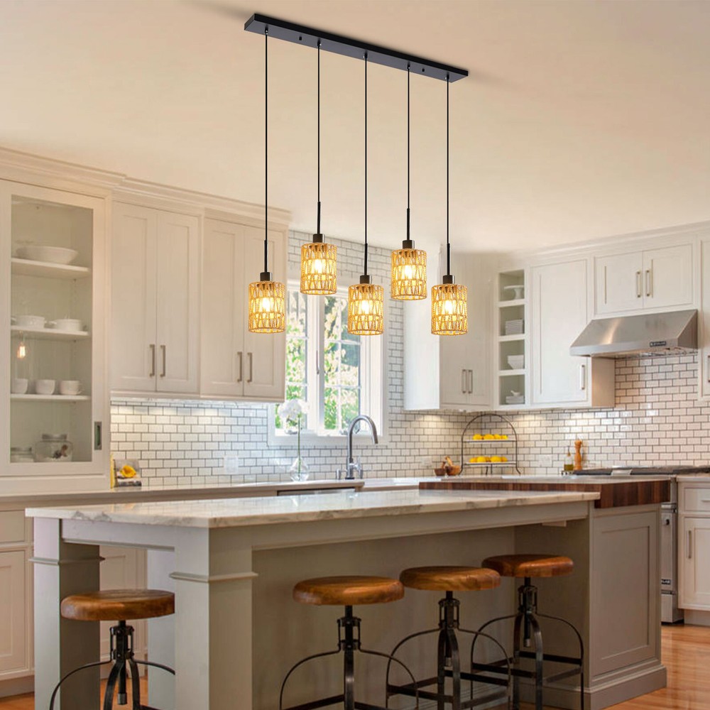 Pendant Light, 5-Light Pendant Lamp, Height Adjustable Hanging Ceiling Light