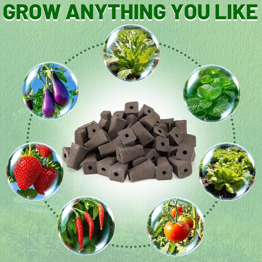50 Pack Seed Starter Plugs Peat Moss Rooting Sponges Hydroponic