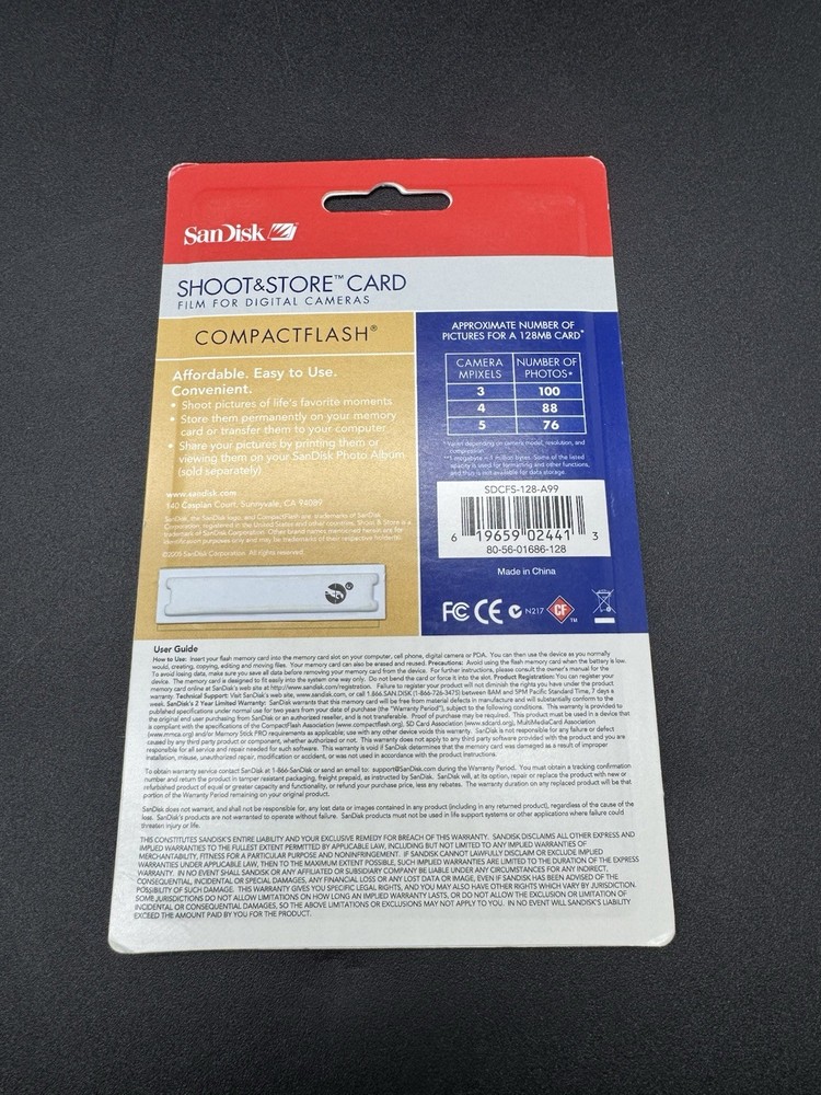 NEW Sandisk 128MB Compact Flash CF Shoot & Store Card