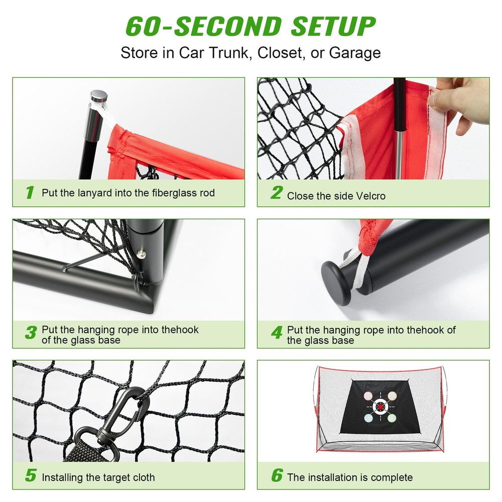 Golf Hitting Net 10x7FT with Mat & Target - Professional Training for Backyard