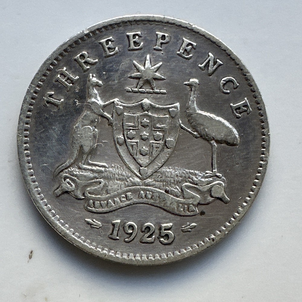 1925 AUSTRALIAN STERLING SILVER THREEPENCE COIN