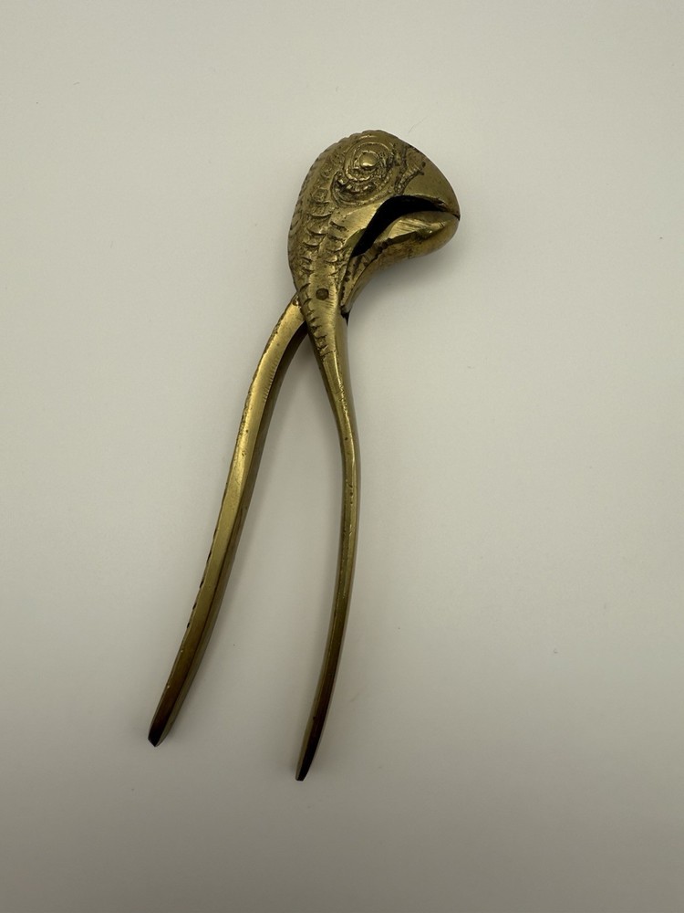 Vintage Solid Brass Parrot Head Nutcracker Nut Cracker Bird 6”