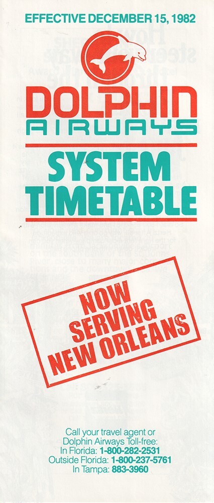 Dolphin Airways timetable 1982/12/15