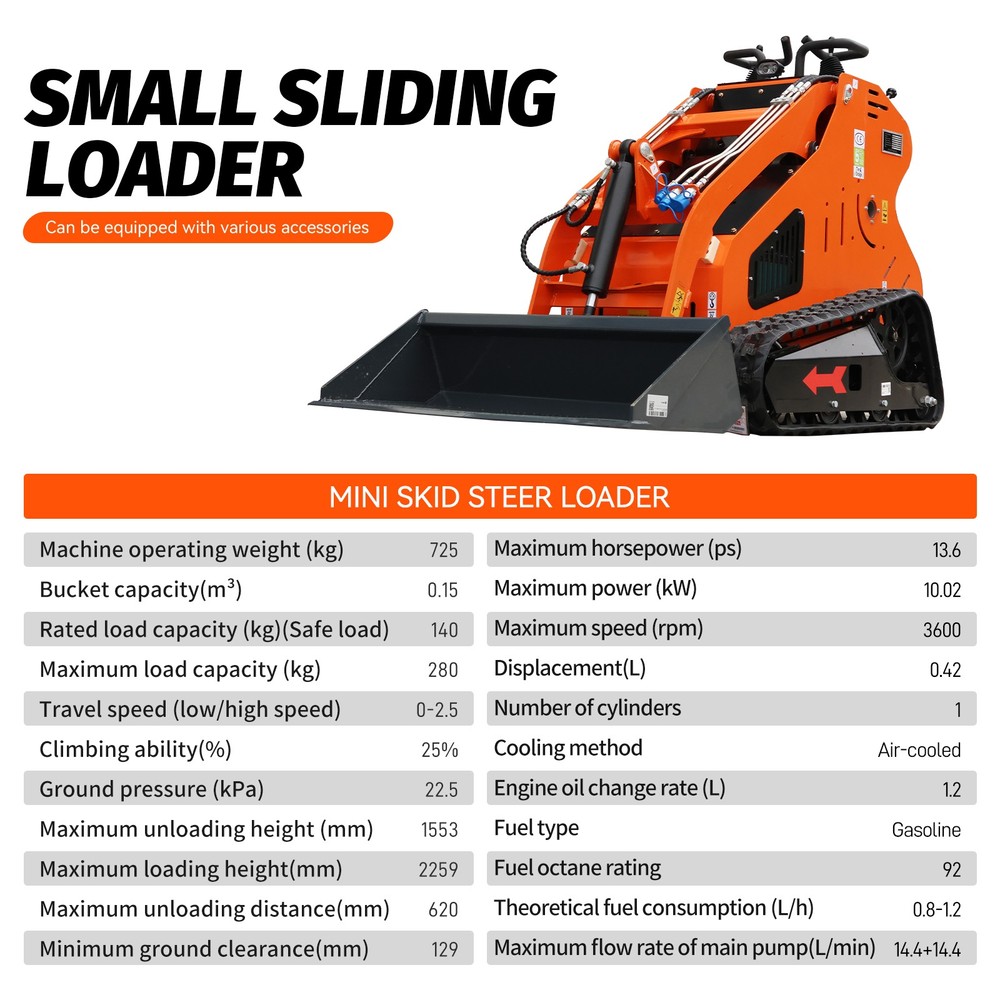 13.5HP Mini Skid Steer Loader, B&S engine Multi-functional, USA STOCK