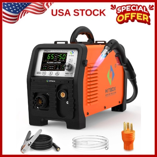 Hitbox 65A Non-Touch Pilot Arc Digital Plasma Cutter, 110/220V Cutting Machine