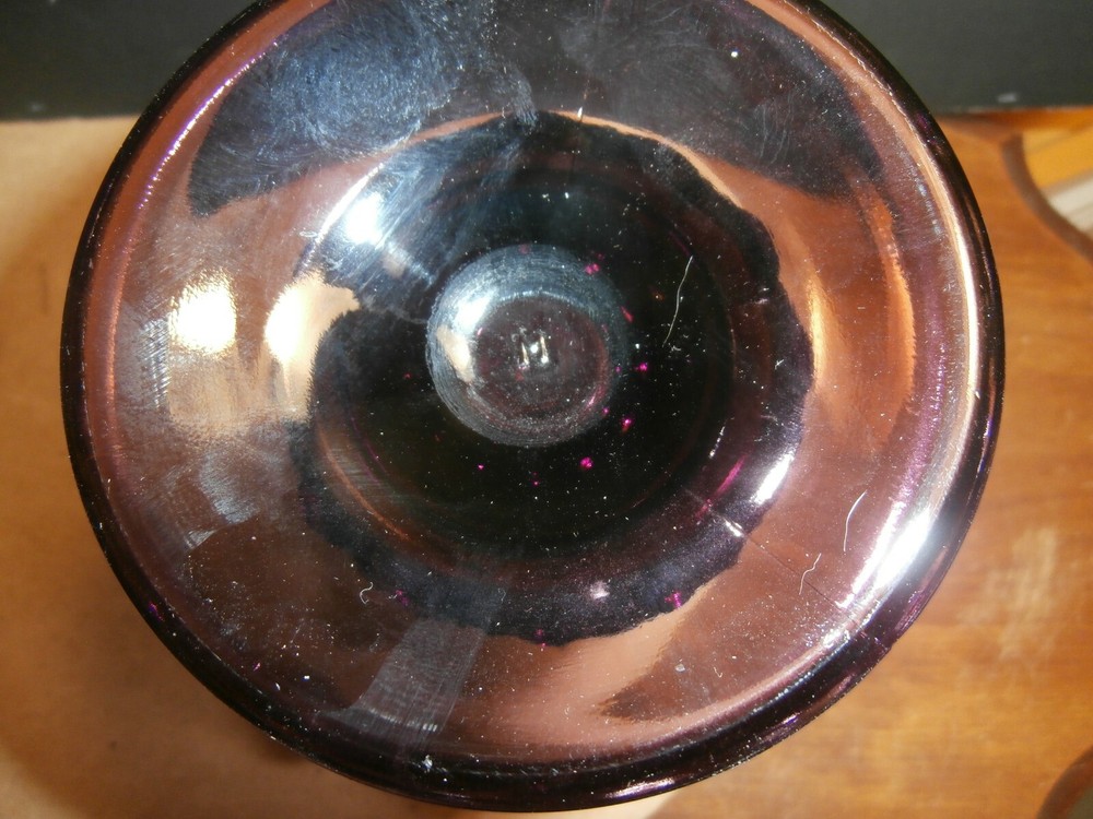 Purple Glass Grape Pattern Vase Mosser 8" tall