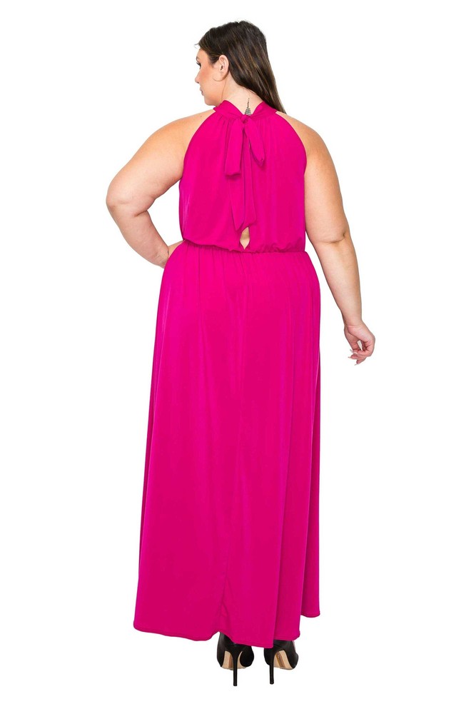 PLUS SIZE Halter Neck Maxi Dress 2