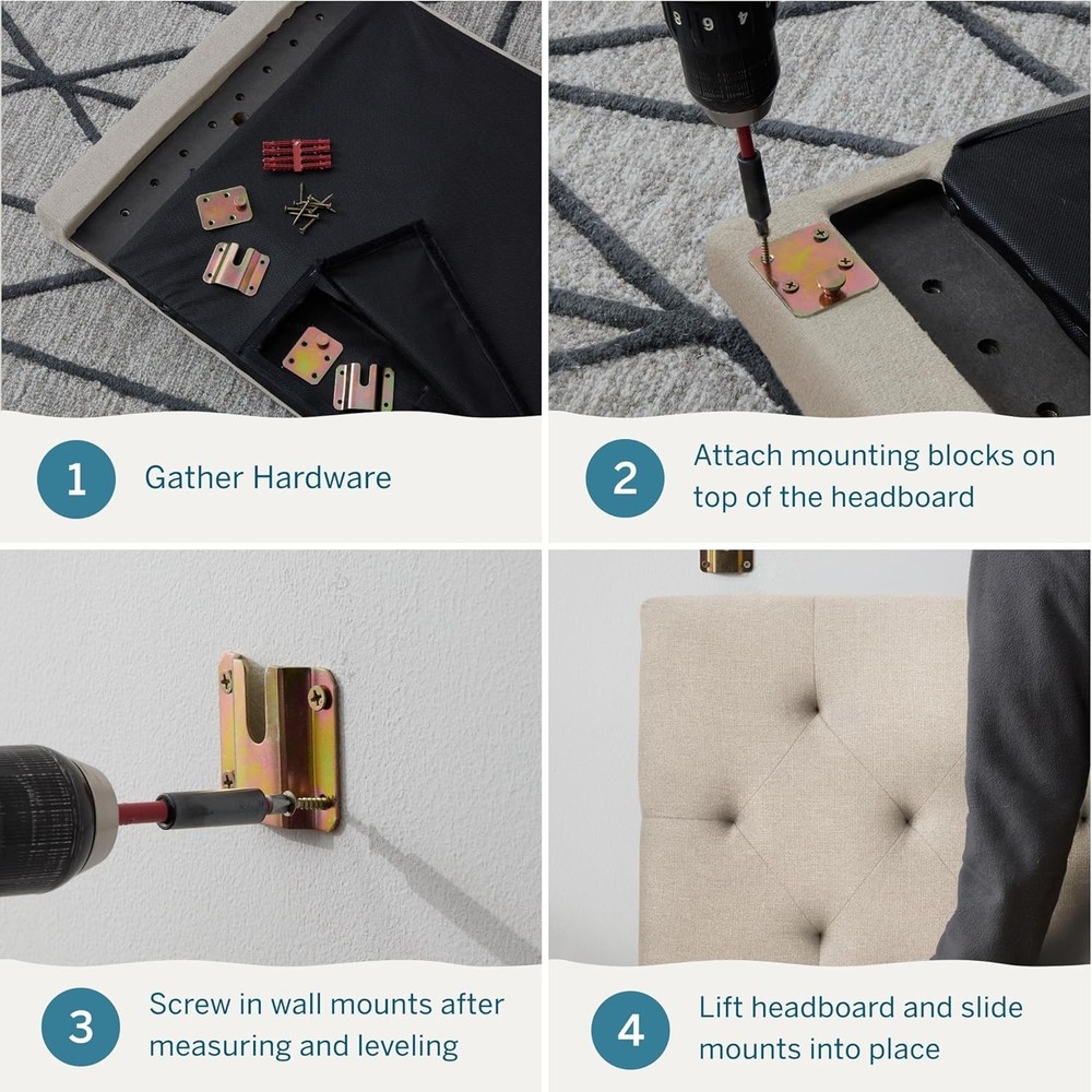 Luxurious Pearl Mid-Rise Headboard - Easy Assembly & Versatile Mounting Options