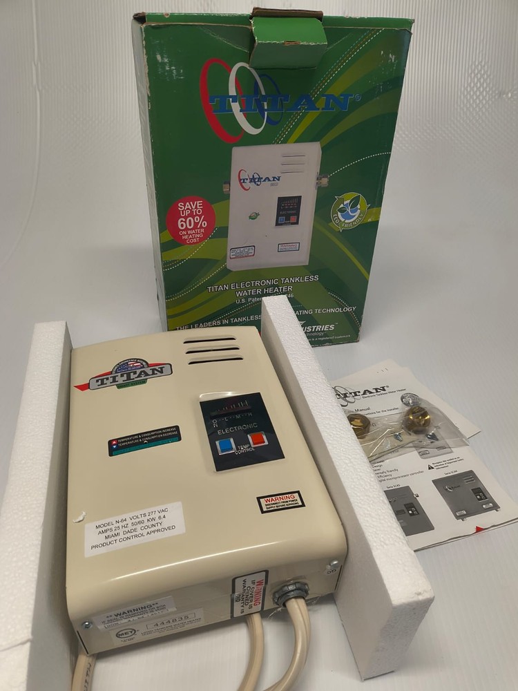 Titan Electronic Tankless Water Heater Model N-64 VOLTS 277 AMPS 25 OPEN BOX