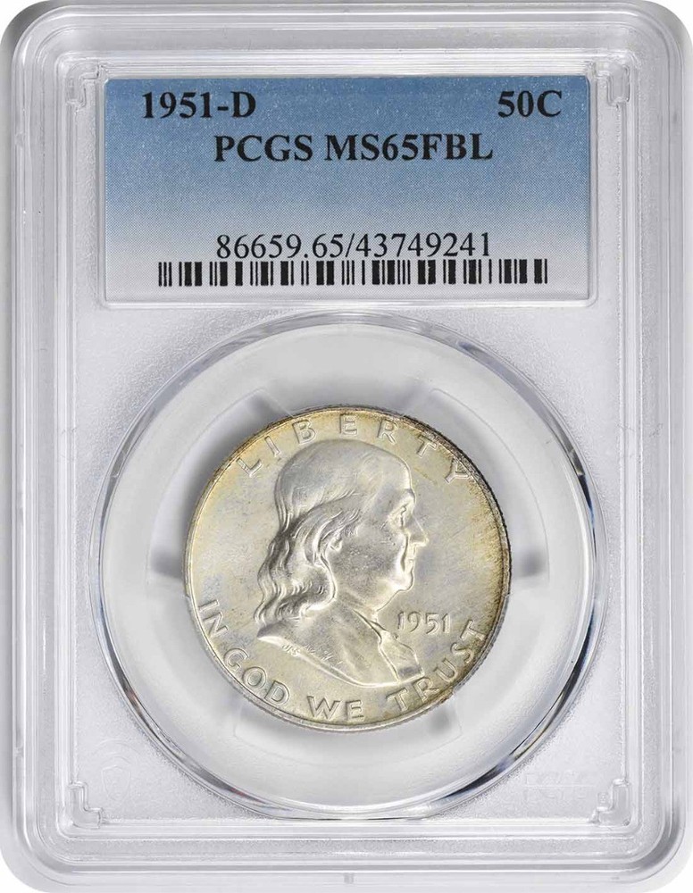 1951-D Franklin Silver Half Dollar MS65FBL PCGS