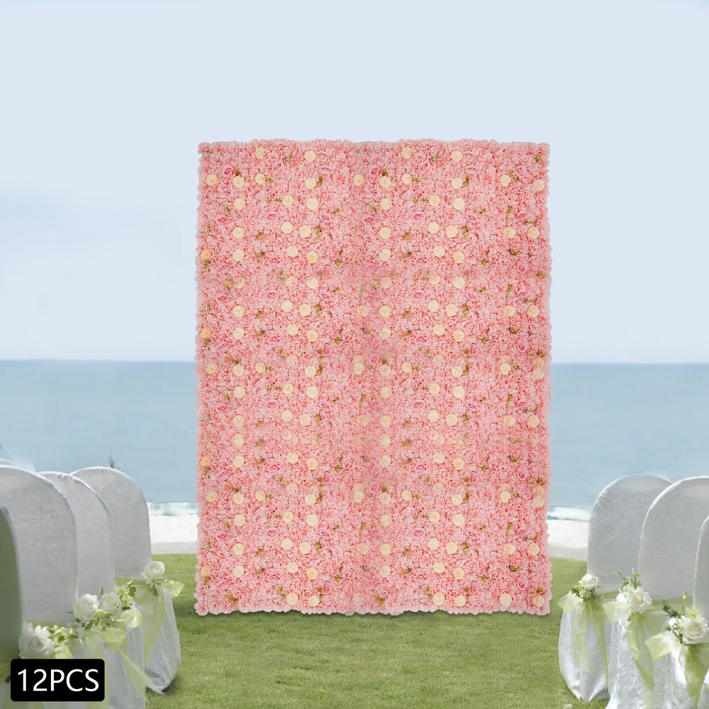 12pcs Flower Wall Panel Artificial Flower Wall Background Silk Rose Wedding