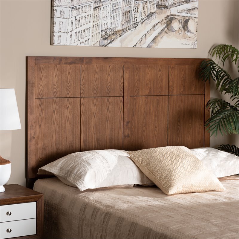 Baxton Studio Monroe Walnut Finished Wood Queen Size Headboard