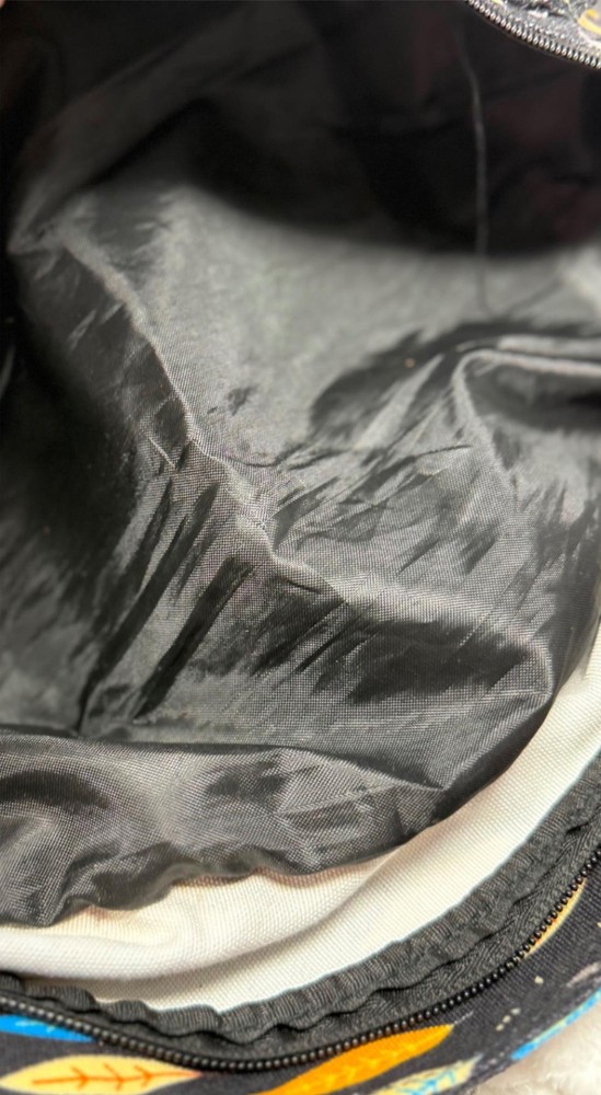 Multicolored Feather Patterned Adjustable Rope SLING BACKPACK by Ambry