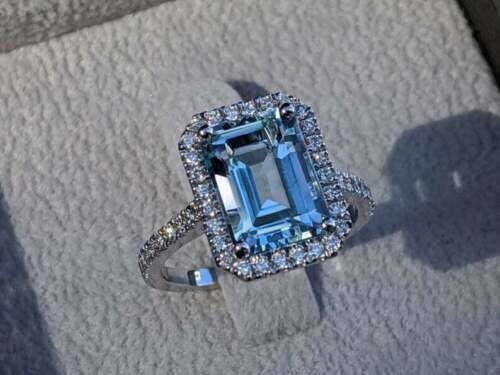 2.84 Ct Natural Topaz Diamond Wedding Anniversary Ring 14K Solid White Gold