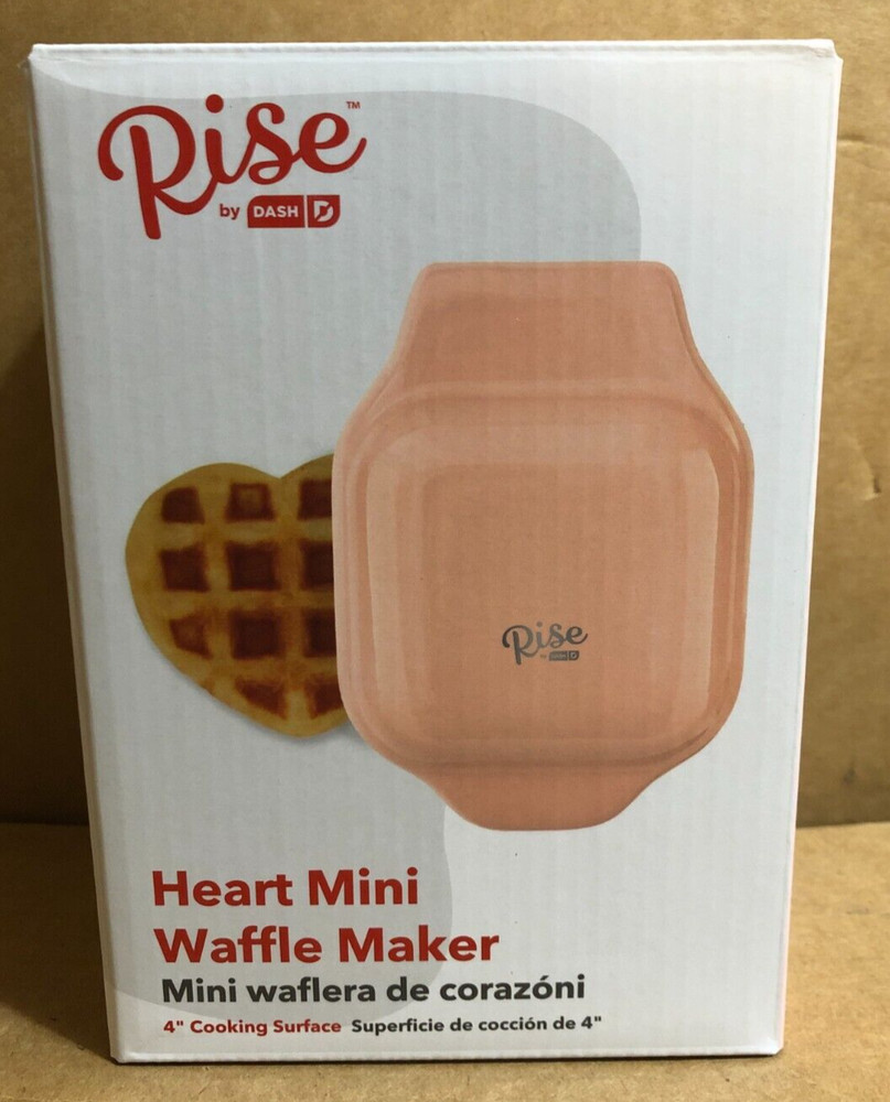 Pink Rise by DASH Heart Mini Waffle Maker 4" Cooking Surface **