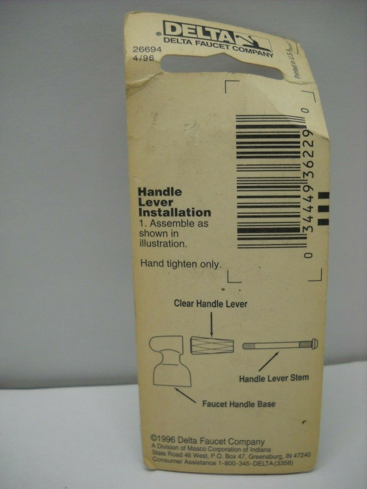 Delta A72CL Clear Handle Insert Accent Only Faucet Decor Less Handle Program New