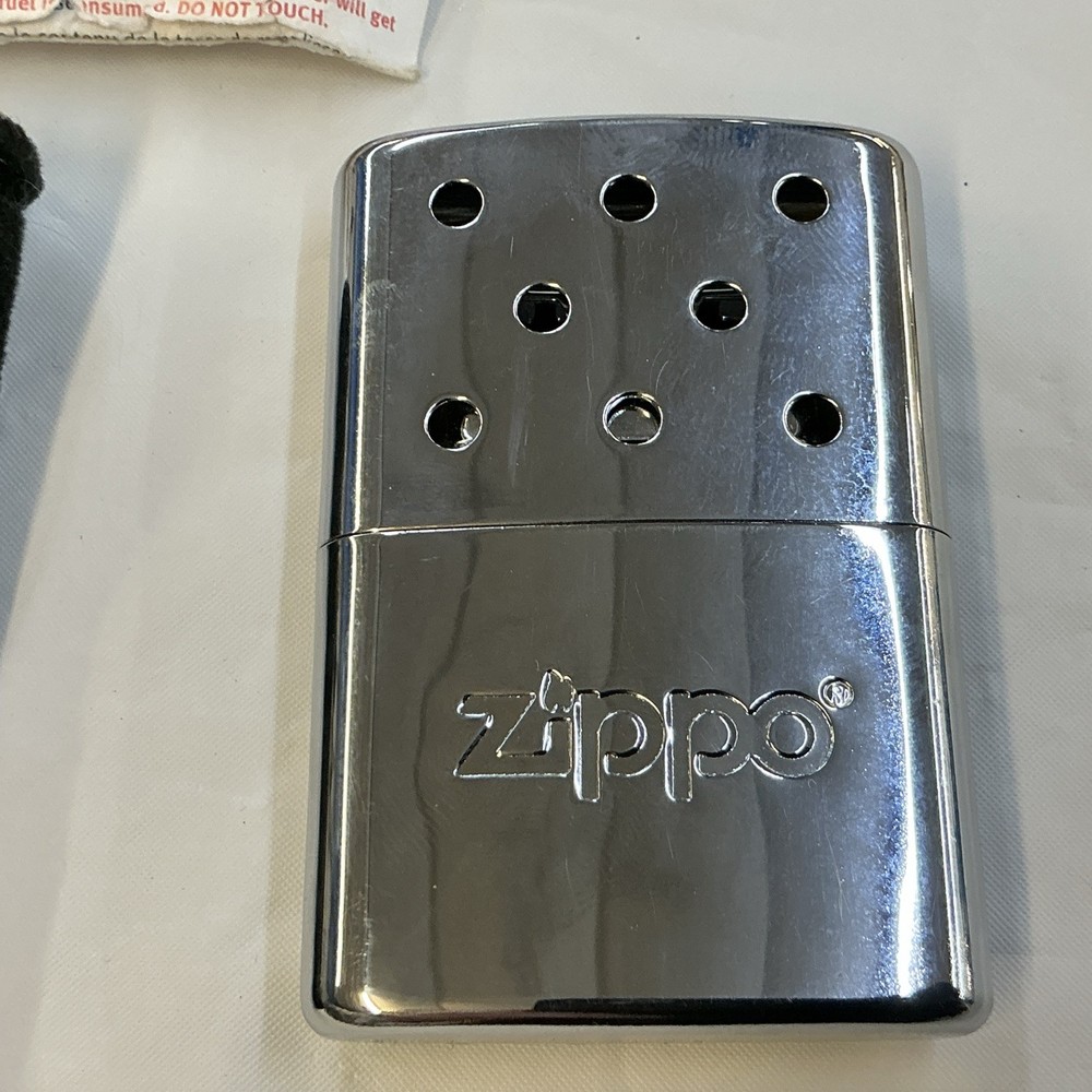 Zippo Chrome Refillable Hand Warmer With Drawstring Storage Bag