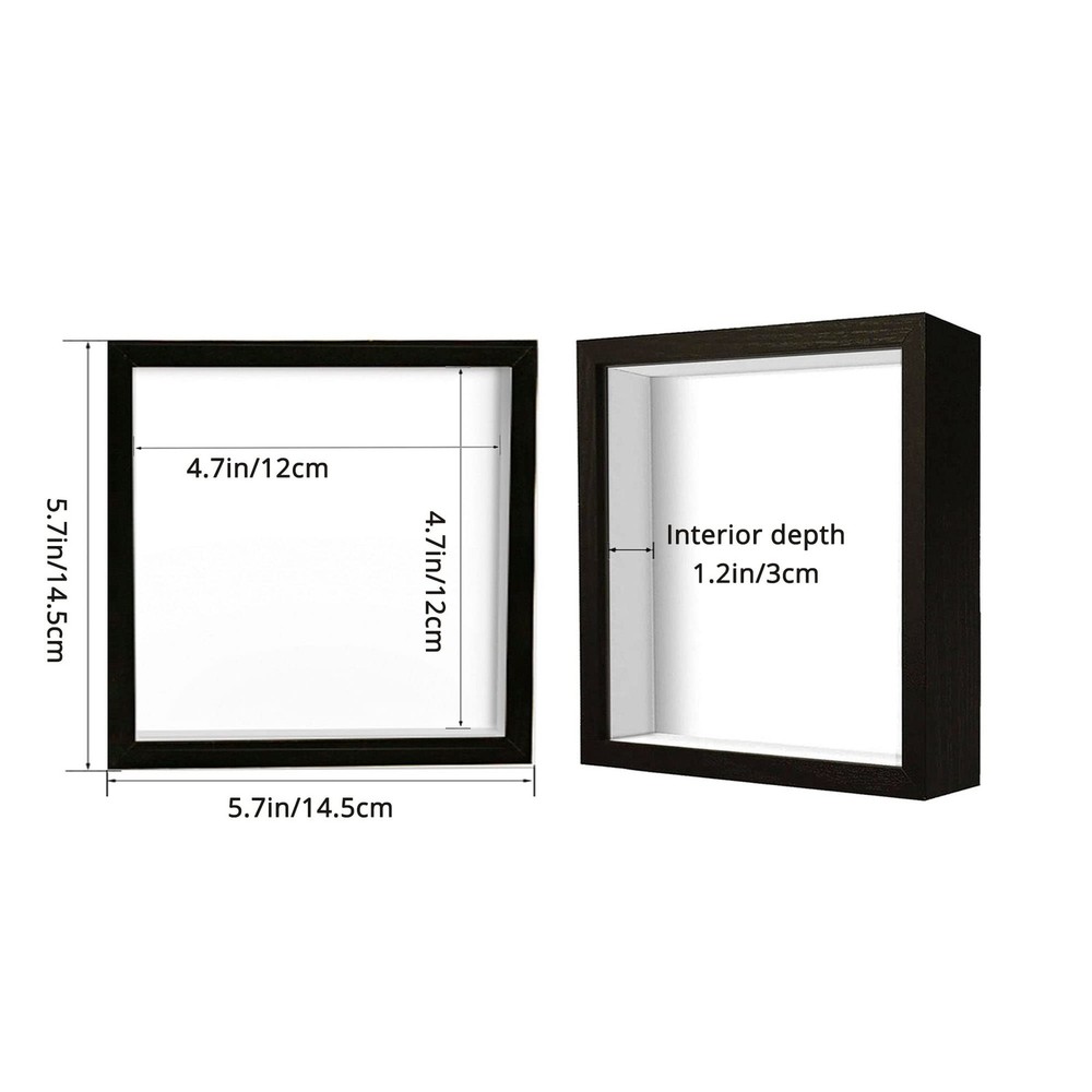 5x5 Small Shadow Box Frame Wood Display Case for Memorabilia