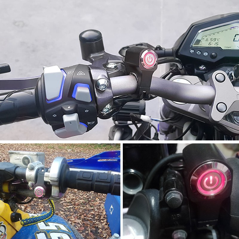 7/8" Motorcycle Handlebar Control Start Switch Momentary Horn Push Button ATV