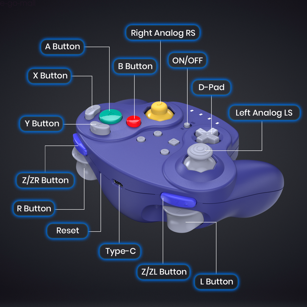 Wireless GameCube NSO Controller for Nintendo Switch Online/PC/Android/iOS/Steam