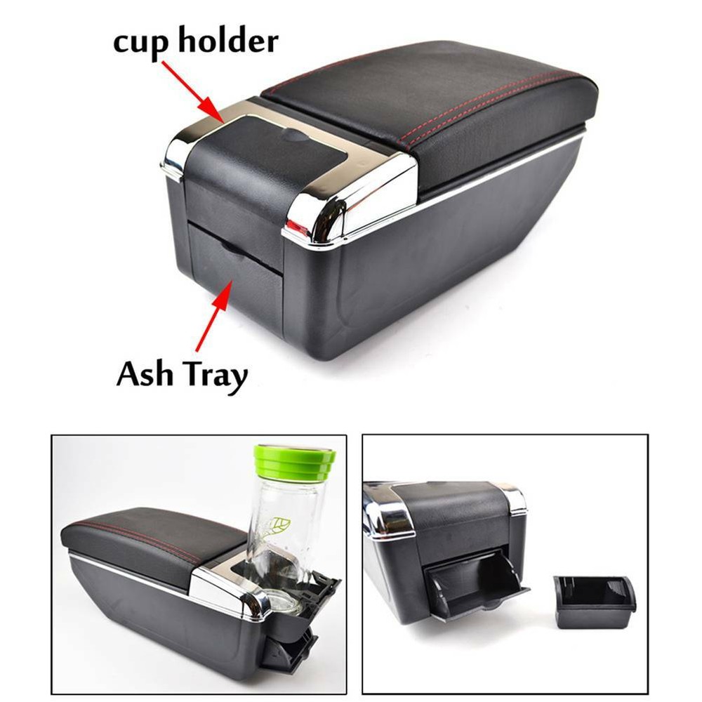 For 2002-2008 Honda Fit/Jazz Leather Central Console Armrest Storage Compartment