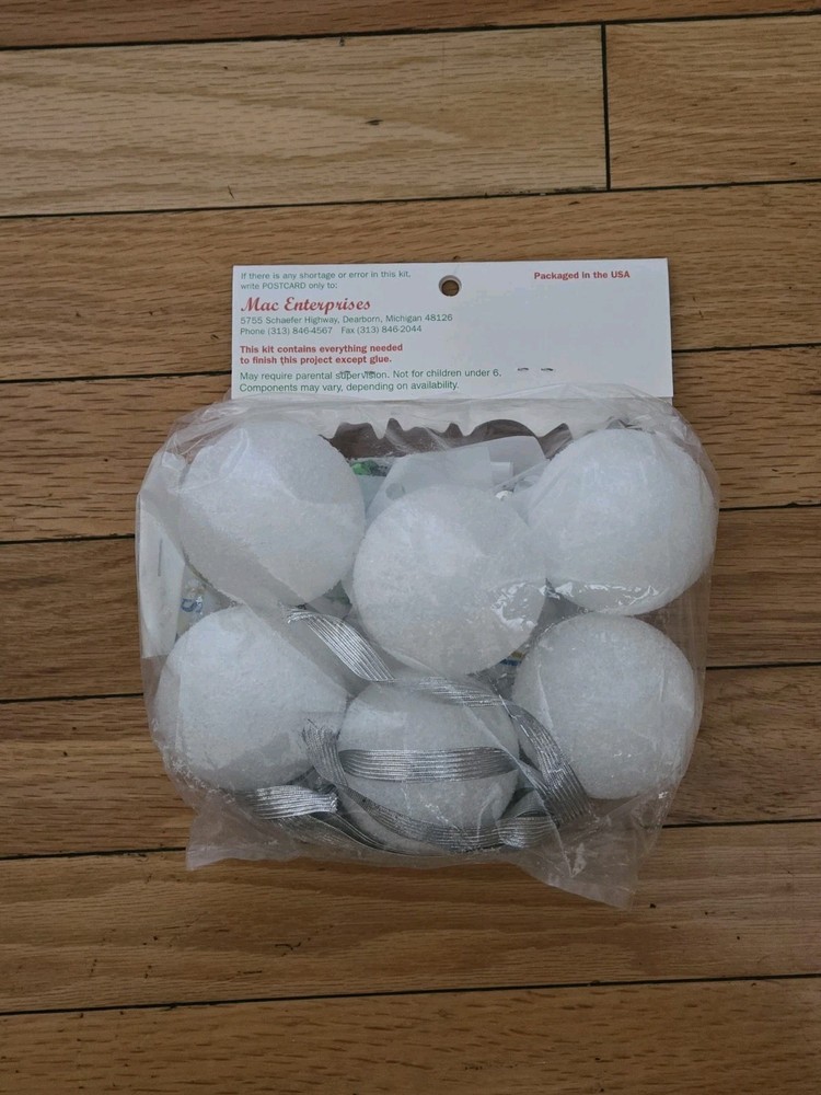 Mac Enterprises Sequined Balls Kit Makes 6 Solid Red Silver Green Ornament