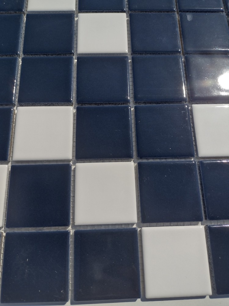Mosaic Tile Blue And White Pattern Glossy