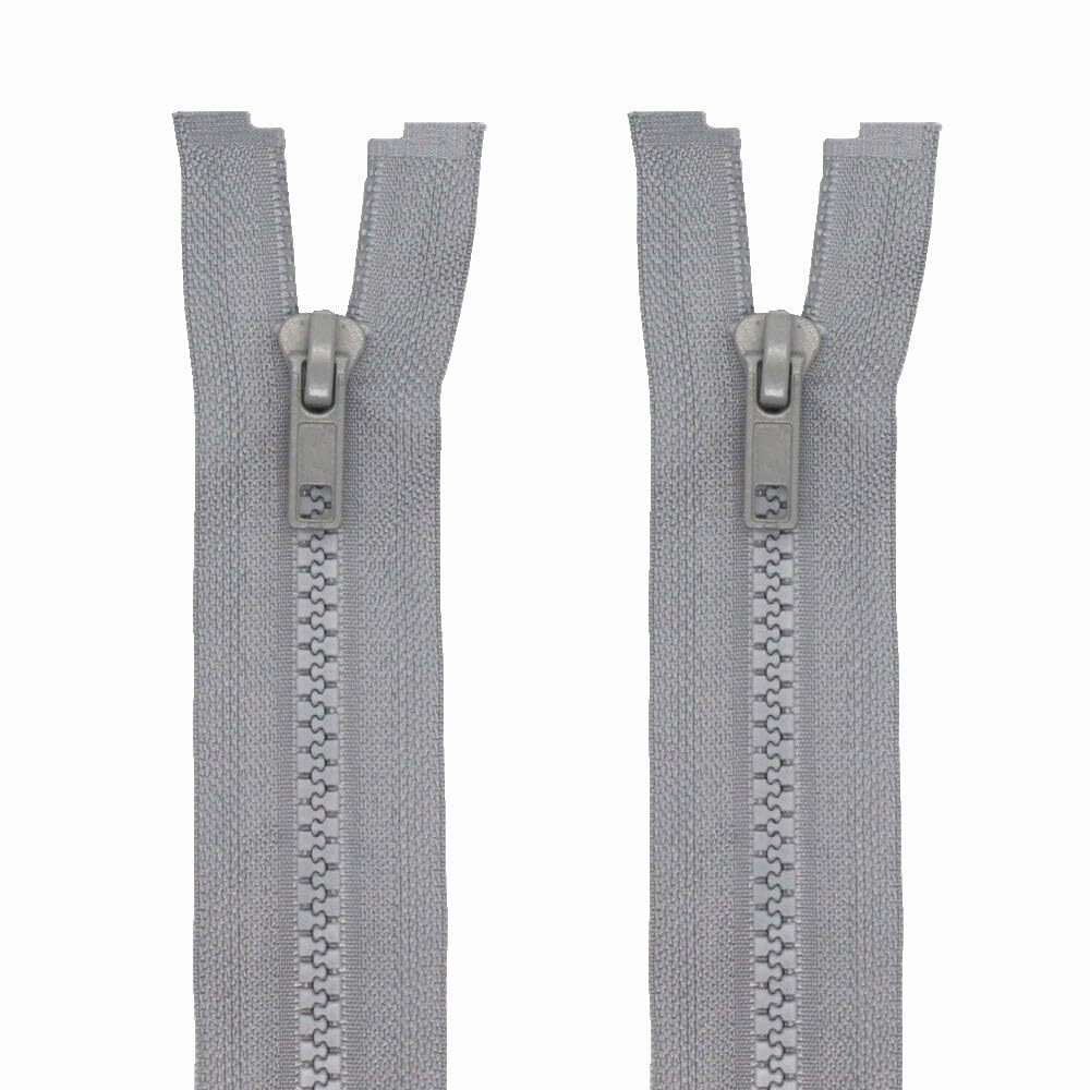 2PCS #5 5" Gray Jacket Zippers Separating Molded Plastic for Sewing DIY