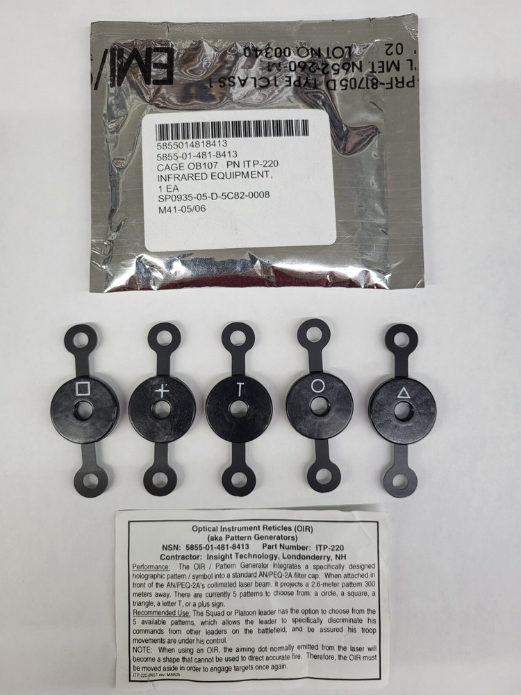Insight PEQ 2 2A Laser Pattern Generators ITP-220 Reticle & Diffuser Cap ITP-084