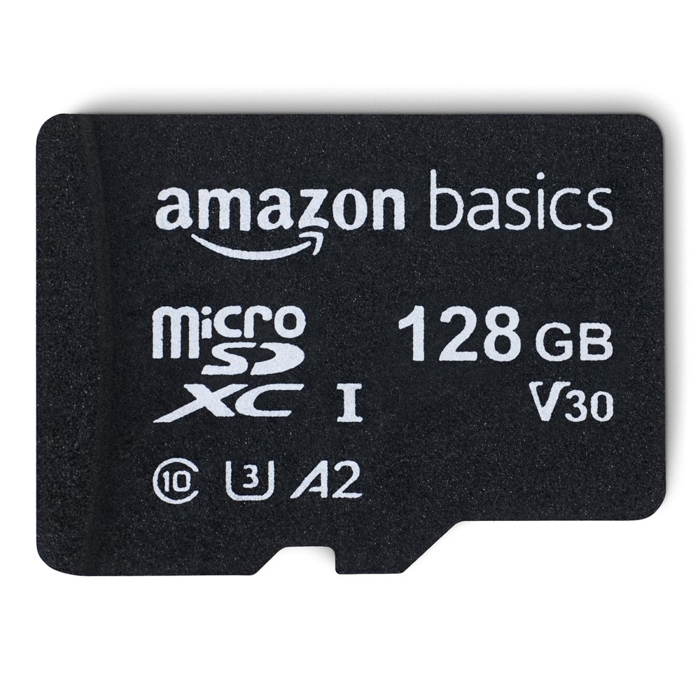Amazon Basics microSDXC Memory Card with Full Size Adapter, A2, 128 GB, Black