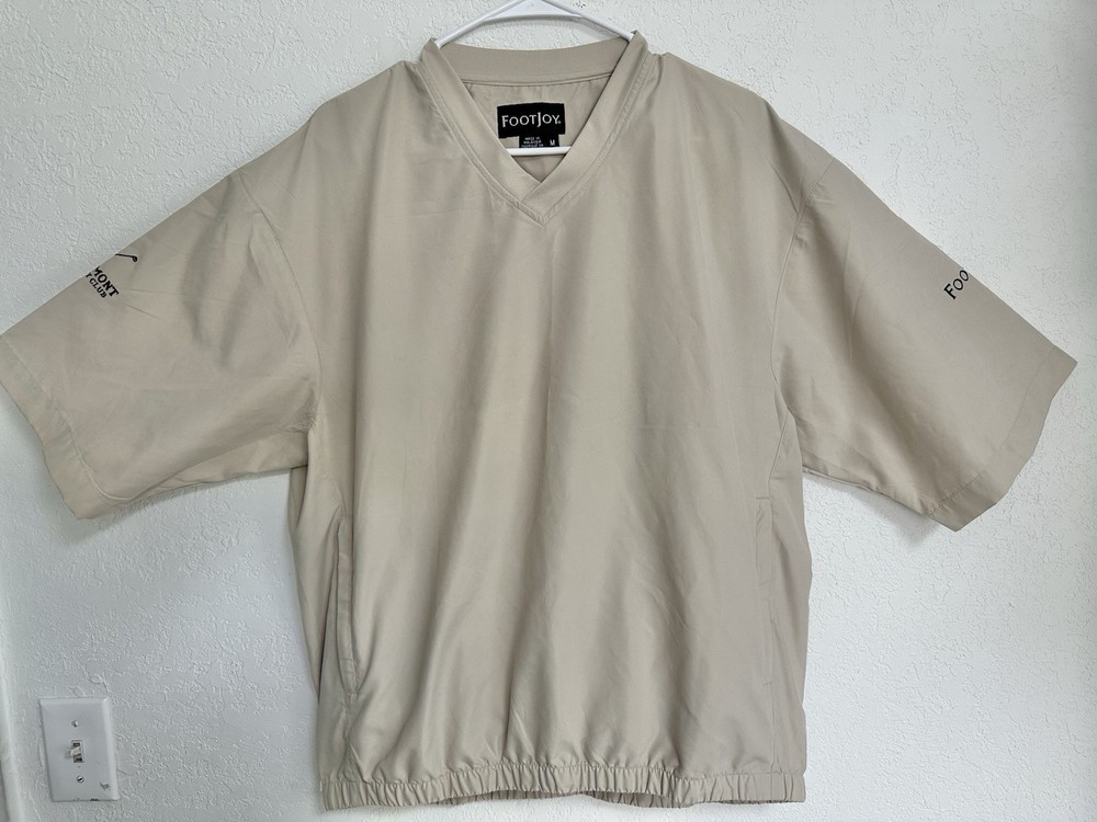 FootJoy V Neck Windbreaker Golf Shirt Jacket Men Sz Medium Pullover Short Sleeve