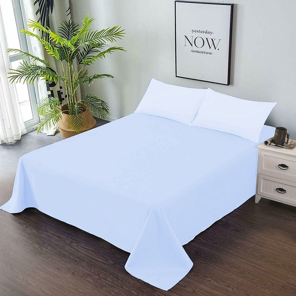 Flat Sheet+2 Pillow Case 1000 TC Egyptian Cotton Solid & Stripe US Size