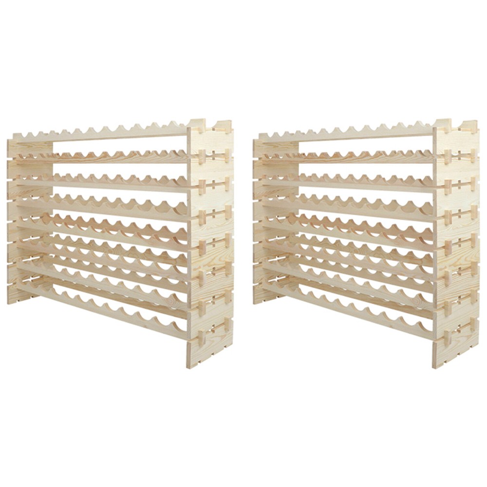 2X 96 Bottles Holder Wine Rack Stackable Storage 8 Tier Solid Wood Display